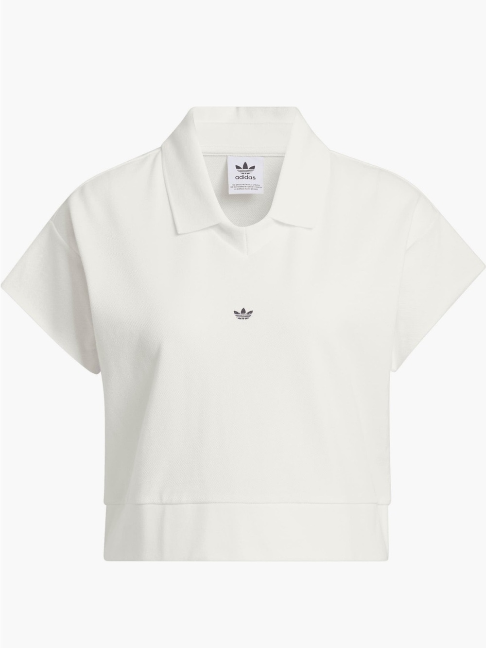 adidas White Short-Sleeve Cropped Polo